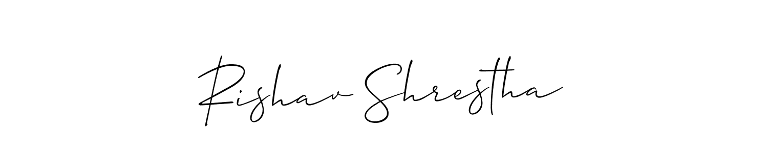 Create a beautiful signature design for name Rishav Shrestha. With this signature (Allison_Script) fonts, you can make a handwritten signature for free. Rishav Shrestha signature style 2 images and pictures png