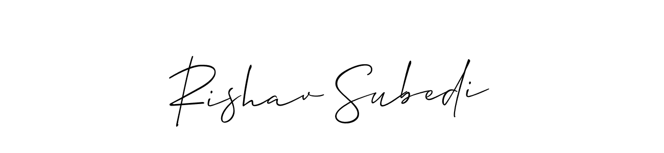 if you are searching for the best signature style for your name Rishav Subedi. so please give up your signature search. here we have designed multiple signature styles  using Allison_Script. Rishav Subedi signature style 2 images and pictures png