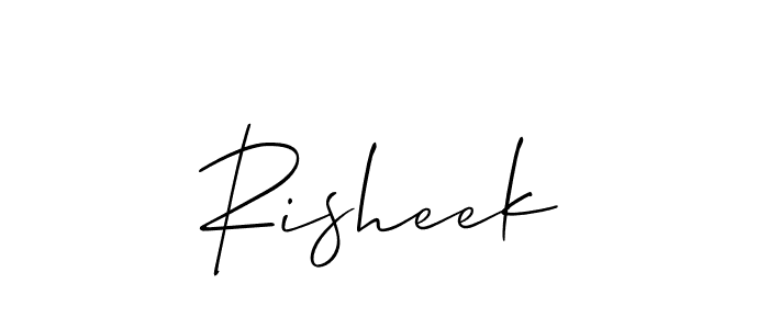 The best way (Allison_Script) to make a short signature is to pick only two or three words in your name. The name Risheek include a total of six letters. For converting this name. Risheek signature style 2 images and pictures png