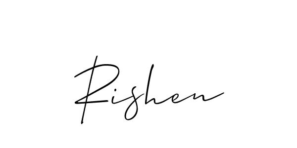 Allison_Script is a professional signature style that is perfect for those who want to add a touch of class to their signature. It is also a great choice for those who want to make their signature more unique. Get Rishen name to fancy signature for free. Rishen signature style 2 images and pictures png
