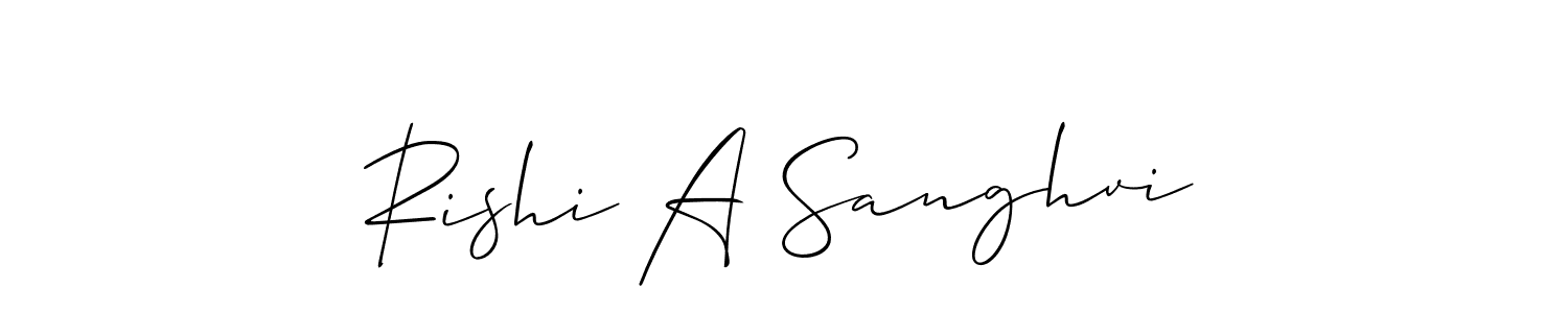 How to make Rishi A Sanghvi name signature. Use Allison_Script style for creating short signs online. This is the latest handwritten sign. Rishi A Sanghvi signature style 2 images and pictures png