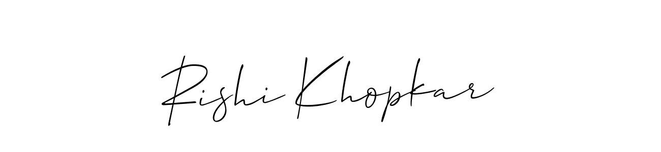 How to make Rishi Khopkar name signature. Use Allison_Script style for creating short signs online. This is the latest handwritten sign. Rishi Khopkar signature style 2 images and pictures png