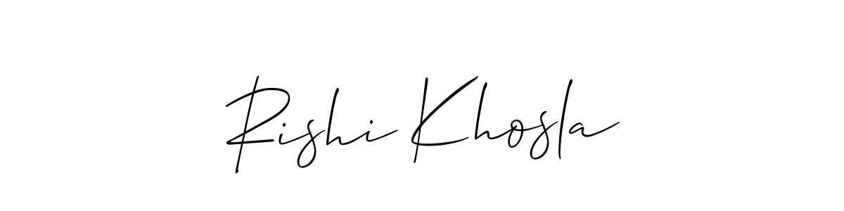 if you are searching for the best signature style for your name Rishi Khosla. so please give up your signature search. here we have designed multiple signature styles  using Allison_Script. Rishi Khosla signature style 2 images and pictures png