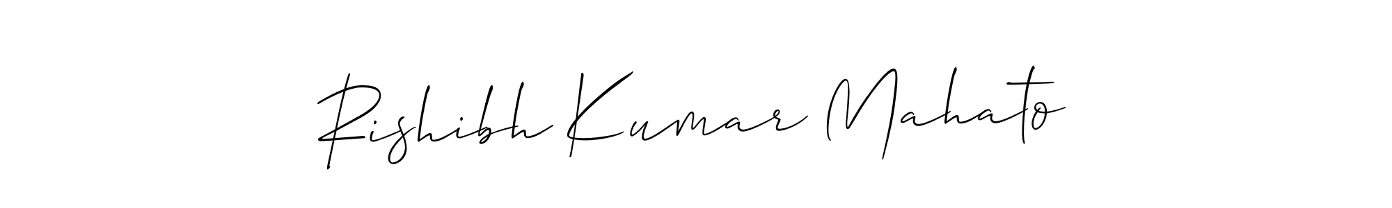 You should practise on your own different ways (Allison_Script) to write your name (Rishibh Kumar Mahato) in signature. don't let someone else do it for you. Rishibh Kumar Mahato signature style 2 images and pictures png
