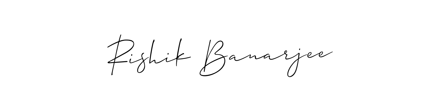 How to make Rishik Banarjee name signature. Use Allison_Script style for creating short signs online. This is the latest handwritten sign. Rishik Banarjee signature style 2 images and pictures png