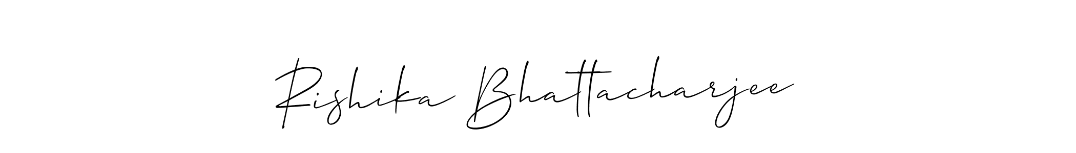 This is the best signature style for the Rishika Bhattacharjee name. Also you like these signature font (Allison_Script). Mix name signature. Rishika Bhattacharjee signature style 2 images and pictures png