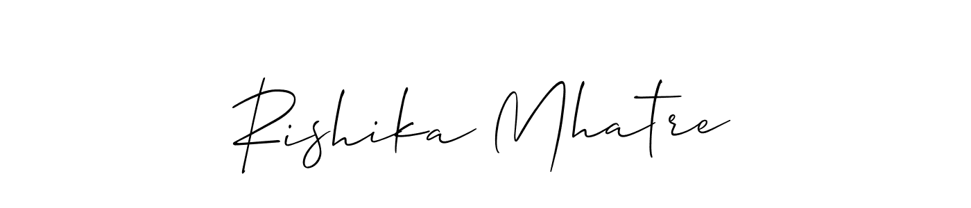 if you are searching for the best signature style for your name Rishika Mhatre. so please give up your signature search. here we have designed multiple signature styles  using Allison_Script. Rishika Mhatre signature style 2 images and pictures png