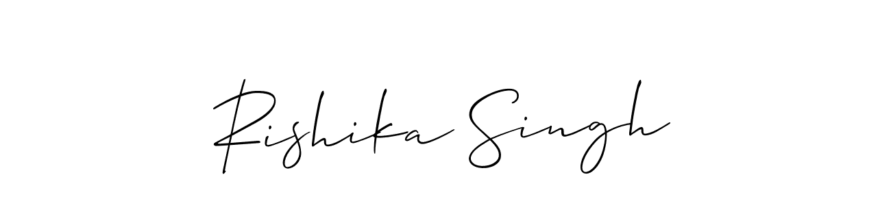 How to make Rishika Singh name signature. Use Allison_Script style for creating short signs online. This is the latest handwritten sign. Rishika Singh signature style 2 images and pictures png