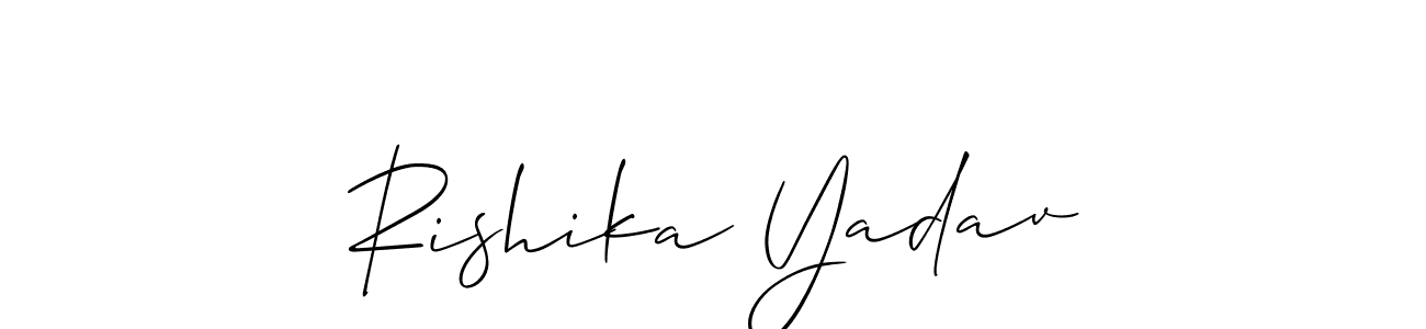How to make Rishika Yadav name signature. Use Allison_Script style for creating short signs online. This is the latest handwritten sign. Rishika Yadav signature style 2 images and pictures png