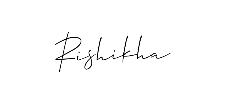 Allison_Script is a professional signature style that is perfect for those who want to add a touch of class to their signature. It is also a great choice for those who want to make their signature more unique. Get Rishikha name to fancy signature for free. Rishikha signature style 2 images and pictures png