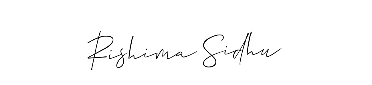 Allison_Script is a professional signature style that is perfect for those who want to add a touch of class to their signature. It is also a great choice for those who want to make their signature more unique. Get Rishima Sidhu name to fancy signature for free. Rishima Sidhu signature style 2 images and pictures png