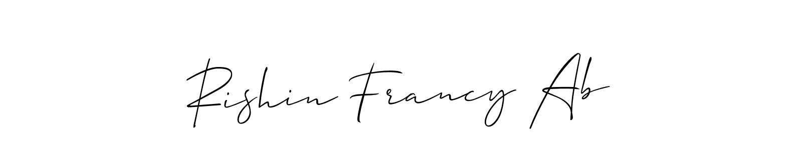 This is the best signature style for the Rishin Francy Ab name. Also you like these signature font (Allison_Script). Mix name signature. Rishin Francy Ab signature style 2 images and pictures png