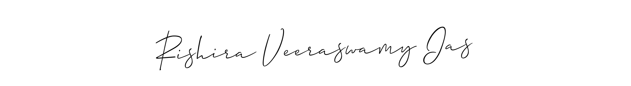 The best way (Allison_Script) to make a short signature is to pick only two or three words in your name. The name Rishira Veeraswamy Ias include a total of six letters. For converting this name. Rishira Veeraswamy Ias signature style 2 images and pictures png