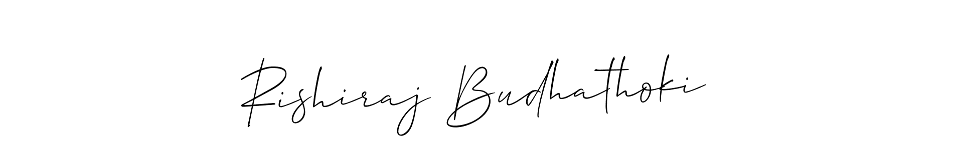 Similarly Allison_Script is the best handwritten signature design. Signature creator online .You can use it as an online autograph creator for name Rishiraj Budhathoki. Rishiraj Budhathoki signature style 2 images and pictures png