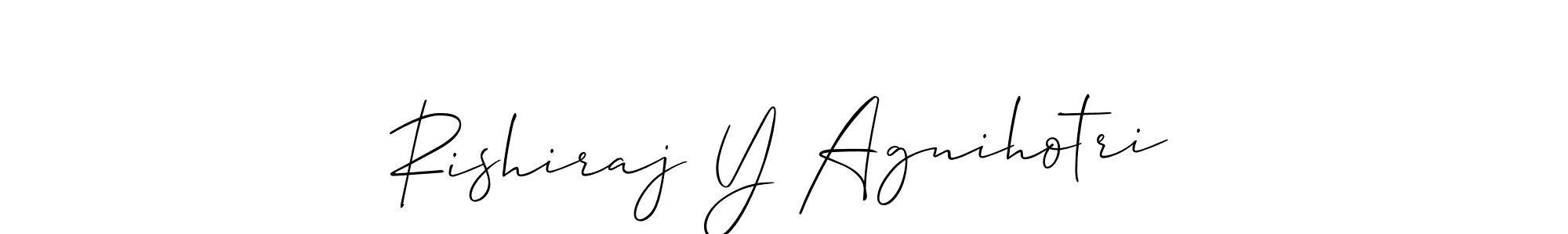 The best way (Allison_Script) to make a short signature is to pick only two or three words in your name. The name Rishiraj Y Agnihotri include a total of six letters. For converting this name. Rishiraj Y Agnihotri signature style 2 images and pictures png