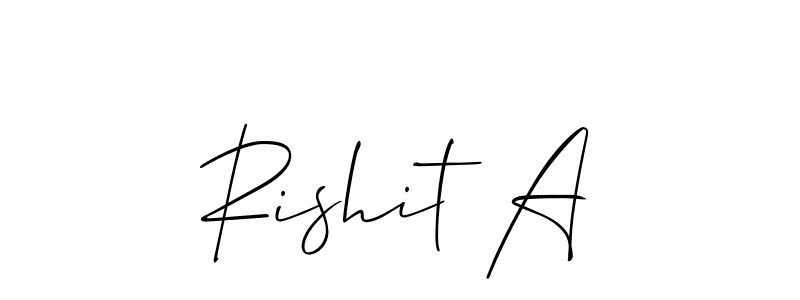 It looks lik you need a new signature style for name Rishit A. Design unique handwritten (Allison_Script) signature with our free signature maker in just a few clicks. Rishit A signature style 2 images and pictures png