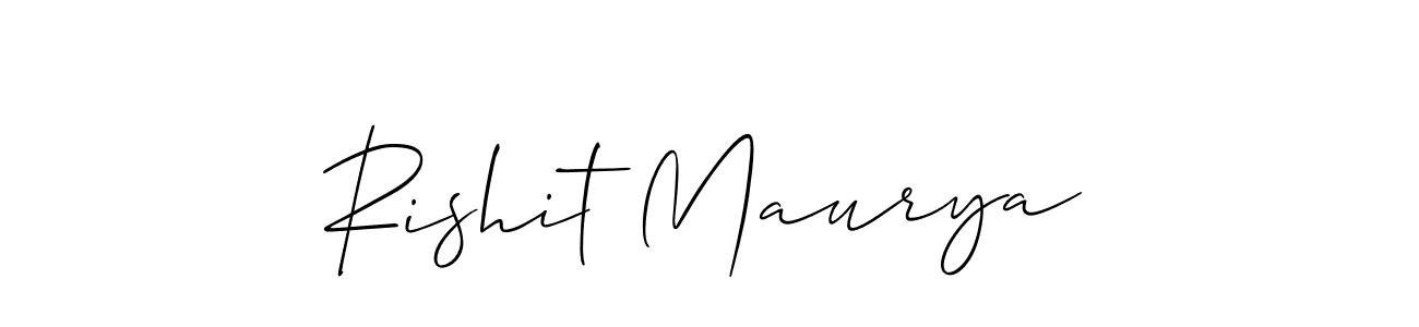 The best way (Allison_Script) to make a short signature is to pick only two or three words in your name. The name Rishit Maurya include a total of six letters. For converting this name. Rishit Maurya signature style 2 images and pictures png