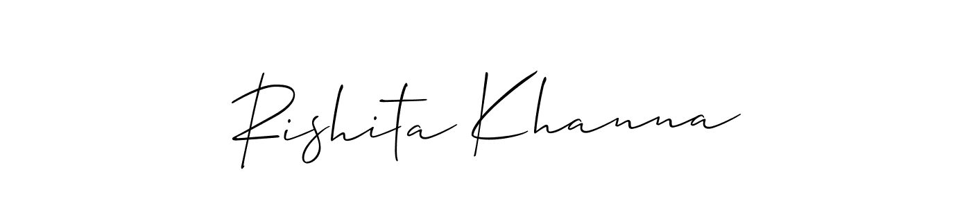 This is the best signature style for the Rishita Khanna name. Also you like these signature font (Allison_Script). Mix name signature. Rishita Khanna signature style 2 images and pictures png