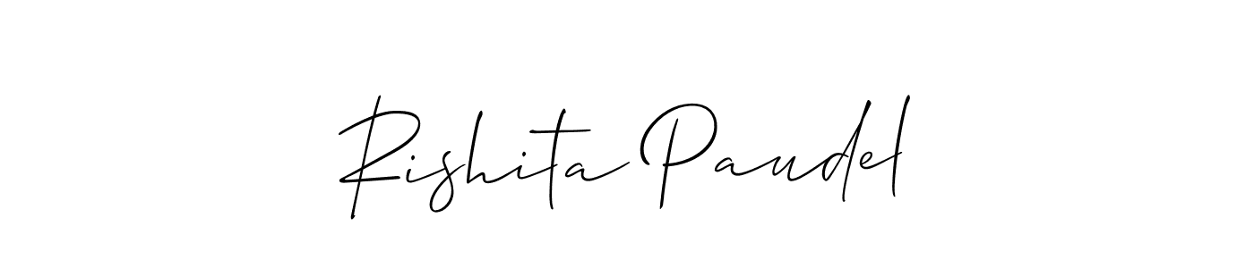 Similarly Allison_Script is the best handwritten signature design. Signature creator online .You can use it as an online autograph creator for name Rishita Paudel. Rishita Paudel signature style 2 images and pictures png