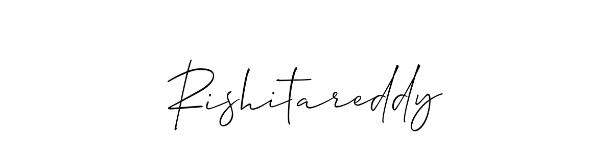 Allison_Script is a professional signature style that is perfect for those who want to add a touch of class to their signature. It is also a great choice for those who want to make their signature more unique. Get Rishitareddy name to fancy signature for free. Rishitareddy signature style 2 images and pictures png
