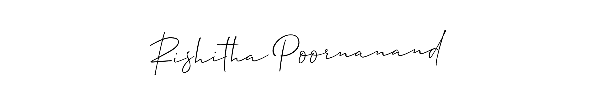 How to make Rishitha Poornanand name signature. Use Allison_Script style for creating short signs online. This is the latest handwritten sign. Rishitha Poornanand signature style 2 images and pictures png