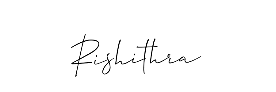 Use a signature maker to create a handwritten signature online. With this signature software, you can design (Allison_Script) your own signature for name Rishithra. Rishithra signature style 2 images and pictures png