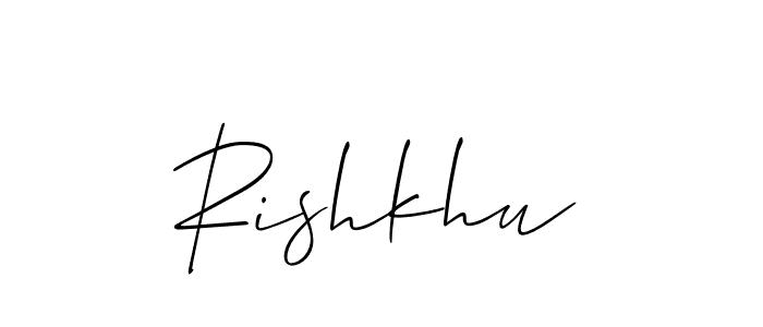 How to make Rishkhu signature? Allison_Script is a professional autograph style. Create handwritten signature for Rishkhu name. Rishkhu signature style 2 images and pictures png
