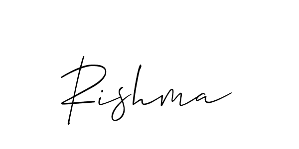 Use a signature maker to create a handwritten signature online. With this signature software, you can design (Allison_Script) your own signature for name Rishma. Rishma signature style 2 images and pictures png