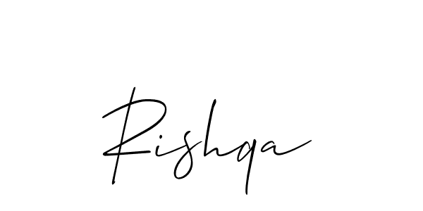 Use a signature maker to create a handwritten signature online. With this signature software, you can design (Allison_Script) your own signature for name Rishqa. Rishqa signature style 2 images and pictures png