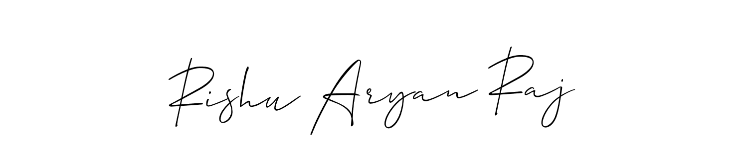 The best way (Allison_Script) to make a short signature is to pick only two or three words in your name. The name Rishu Aryan Raj include a total of six letters. For converting this name. Rishu Aryan Raj signature style 2 images and pictures png