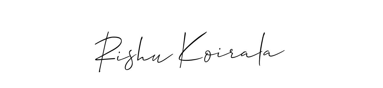 Also we have Rishu Koirala name is the best signature style. Create professional handwritten signature collection using Allison_Script autograph style. Rishu Koirala signature style 2 images and pictures png