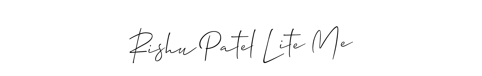 It looks lik you need a new signature style for name Rishu Patel Lite Me. Design unique handwritten (Allison_Script) signature with our free signature maker in just a few clicks. Rishu Patel Lite Me signature style 2 images and pictures png