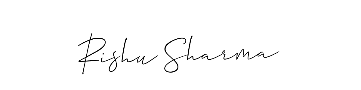 Create a beautiful signature design for name Rishu Sharma. With this signature (Allison_Script) fonts, you can make a handwritten signature for free. Rishu Sharma signature style 2 images and pictures png