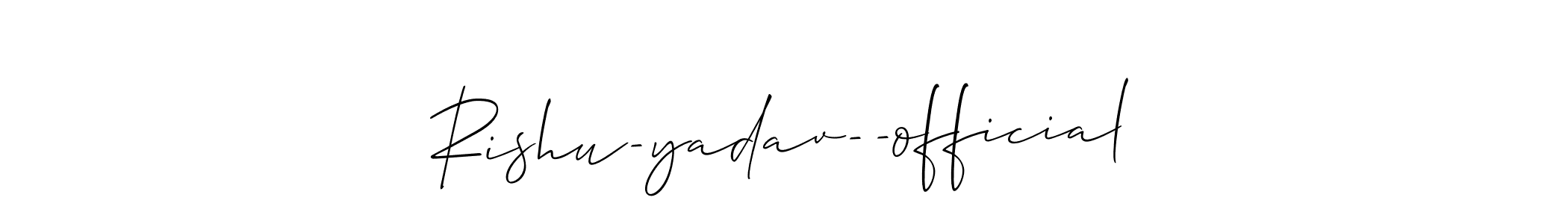 Similarly Allison_Script is the best handwritten signature design. Signature creator online .You can use it as an online autograph creator for name Rishu-yadav--official. Rishu-yadav--official signature style 2 images and pictures png