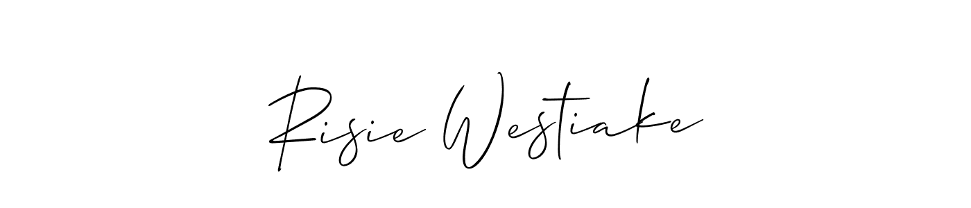 if you are searching for the best signature style for your name Risie Westiake. so please give up your signature search. here we have designed multiple signature styles  using Allison_Script. Risie Westiake signature style 2 images and pictures png