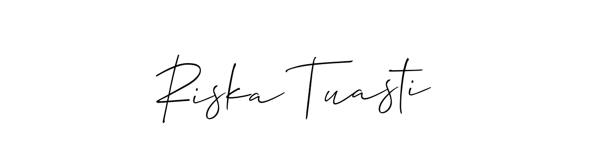 Riska Tuasti stylish signature style. Best Handwritten Sign (Allison_Script) for my name. Handwritten Signature Collection Ideas for my name Riska Tuasti. Riska Tuasti signature style 2 images and pictures png