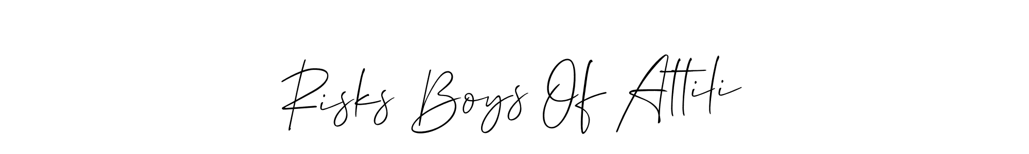 Design your own signature with our free online signature maker. With this signature software, you can create a handwritten (Allison_Script) signature for name Risks Boys Of Attili. Risks Boys Of Attili signature style 2 images and pictures png