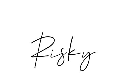 Use a signature maker to create a handwritten signature online. With this signature software, you can design (Allison_Script) your own signature for name Risky. Risky signature style 2 images and pictures png