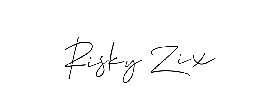 Use a signature maker to create a handwritten signature online. With this signature software, you can design (Allison_Script) your own signature for name Risky Zix. Risky Zix signature style 2 images and pictures png
