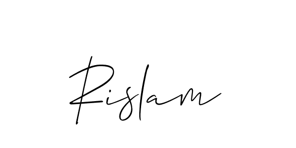 Create a beautiful signature design for name Rislam. With this signature (Allison_Script) fonts, you can make a handwritten signature for free. Rislam signature style 2 images and pictures png