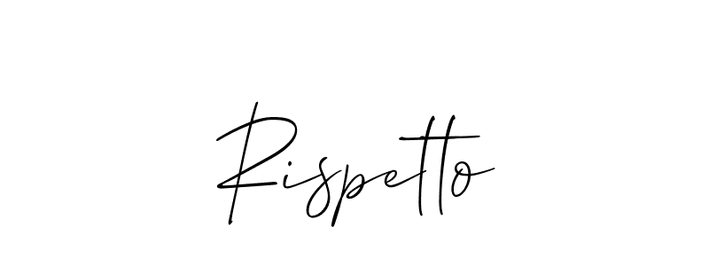 How to make Rispetto name signature. Use Allison_Script style for creating short signs online. This is the latest handwritten sign. Rispetto signature style 2 images and pictures png