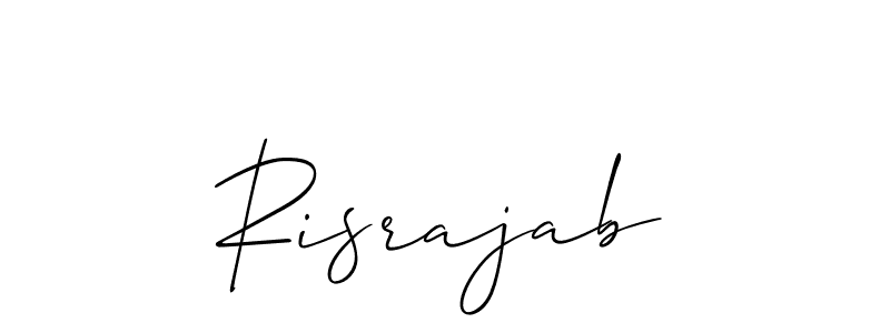 Use a signature maker to create a handwritten signature online. With this signature software, you can design (Allison_Script) your own signature for name Risrajab. Risrajab signature style 2 images and pictures png