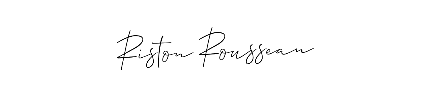 It looks lik you need a new signature style for name Riston Roussean. Design unique handwritten (Allison_Script) signature with our free signature maker in just a few clicks. Riston Roussean signature style 2 images and pictures png