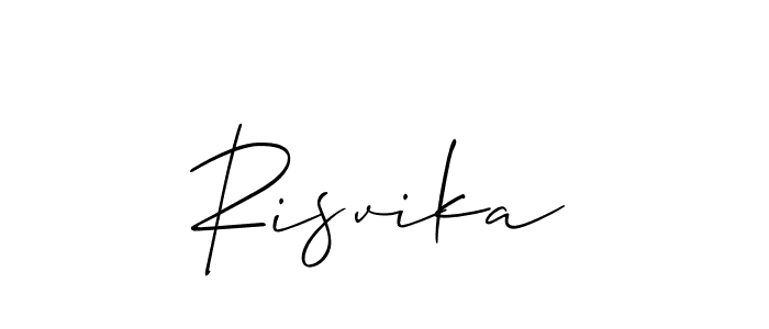 You should practise on your own different ways (Allison_Script) to write your name (Risvika) in signature. don't let someone else do it for you. Risvika signature style 2 images and pictures png