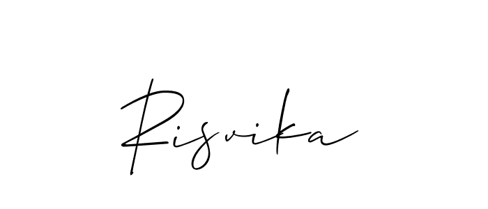 Allison_Script is a professional signature style that is perfect for those who want to add a touch of class to their signature. It is also a great choice for those who want to make their signature more unique. Get Risvika name to fancy signature for free. Risvika signature style 2 images and pictures png