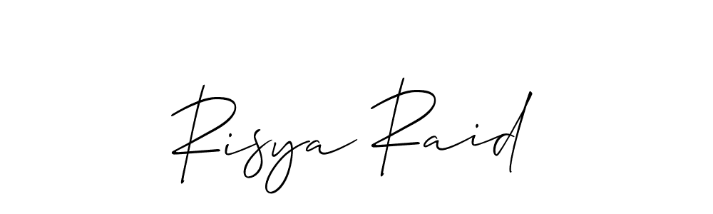 Use a signature maker to create a handwritten signature online. With this signature software, you can design (Allison_Script) your own signature for name Risya Raid. Risya Raid signature style 2 images and pictures png