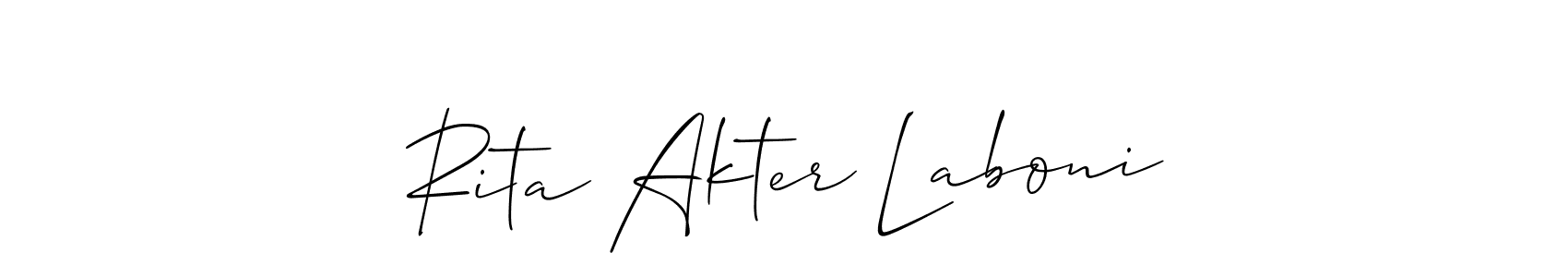 if you are searching for the best signature style for your name Rita Akter Laboni. so please give up your signature search. here we have designed multiple signature styles  using Allison_Script. Rita Akter Laboni signature style 2 images and pictures png