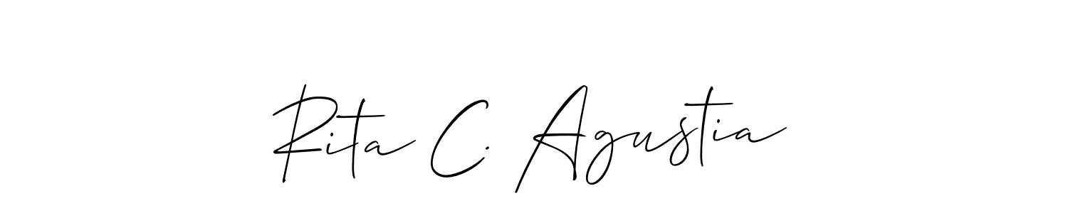 How to make Rita C. Agustia name signature. Use Allison_Script style for creating short signs online. This is the latest handwritten sign. Rita C. Agustia signature style 2 images and pictures png