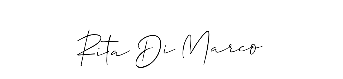 The best way (Allison_Script) to make a short signature is to pick only two or three words in your name. The name Rita Di Marco include a total of six letters. For converting this name. Rita Di Marco signature style 2 images and pictures png