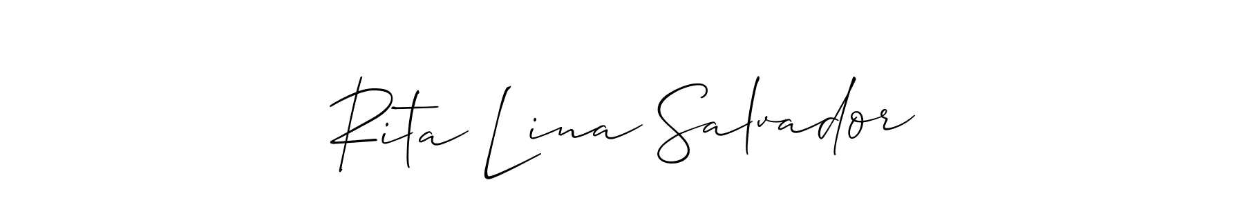 It looks lik you need a new signature style for name Rita Lina Salvador. Design unique handwritten (Allison_Script) signature with our free signature maker in just a few clicks. Rita Lina Salvador signature style 2 images and pictures png